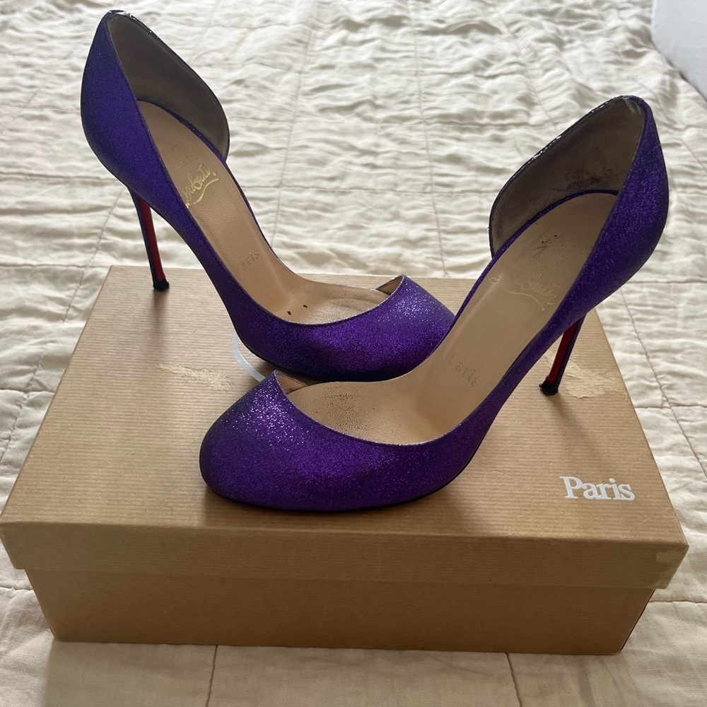 Christian Louboutin Purple Glitter Helmour D'orsay Pumps, size 5.5 US (35.5)